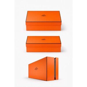 Hermes Large Orange Signature Storage Box with Logo 23.25x13.25x5.25 Luxury Box